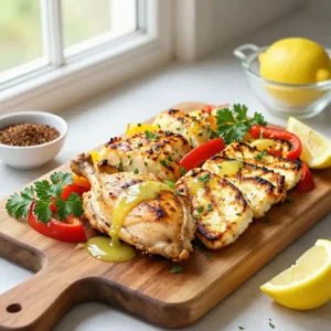 Step by step 15-Minute Sheet Pan Golden Lemon Sumac Chicken and Halloumi