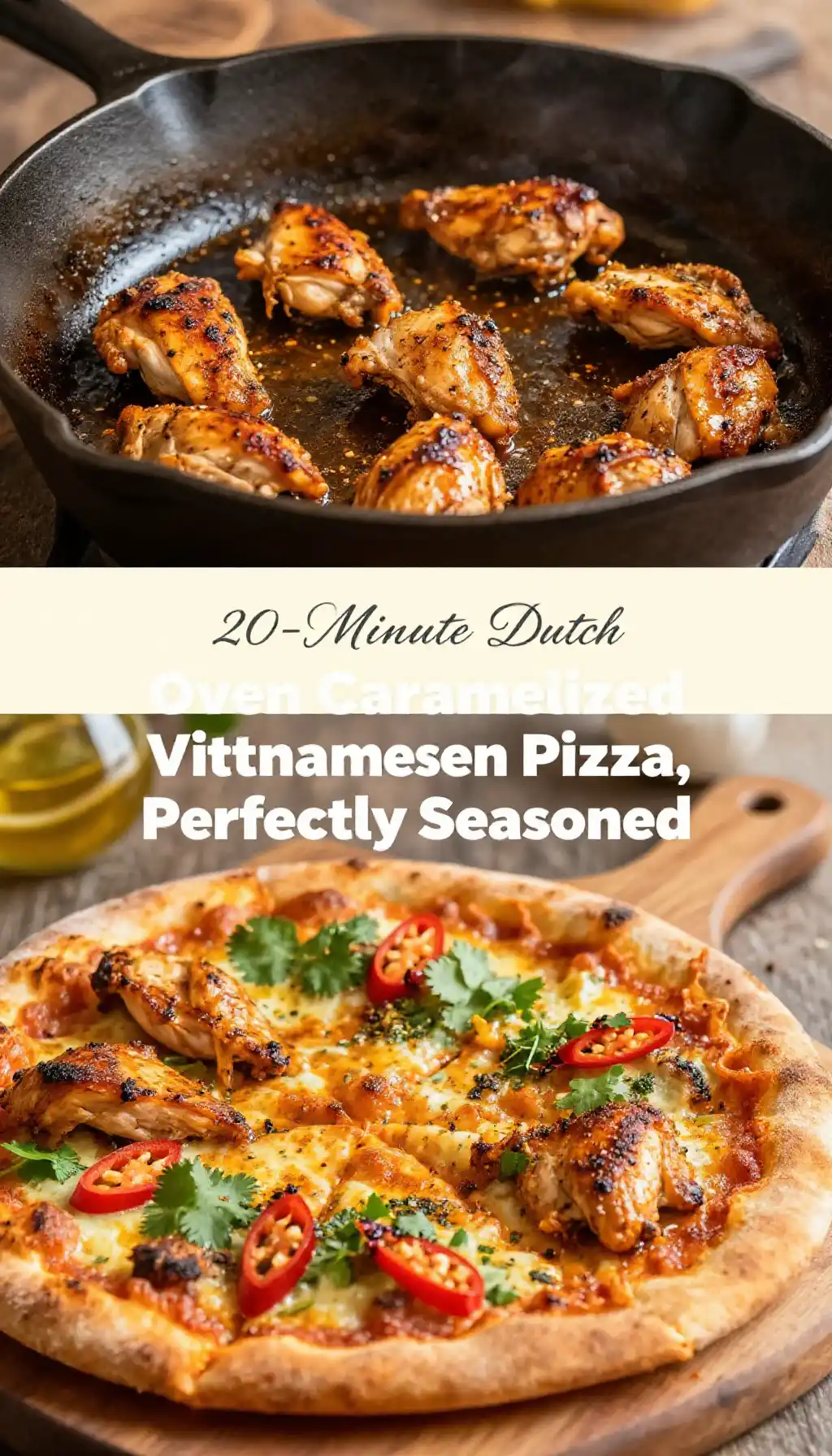 20-Minute Dutch Oven Caramelized Vietnamese Chicken Pizza, Perfectly Seasoned pinterest pin