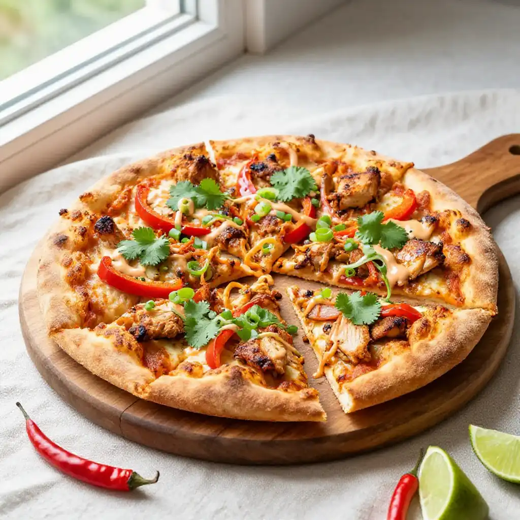 20-Minute Dutch Oven Caramelized Vietnamese Chicken Pizza, Perfectly Seasoned plated dish