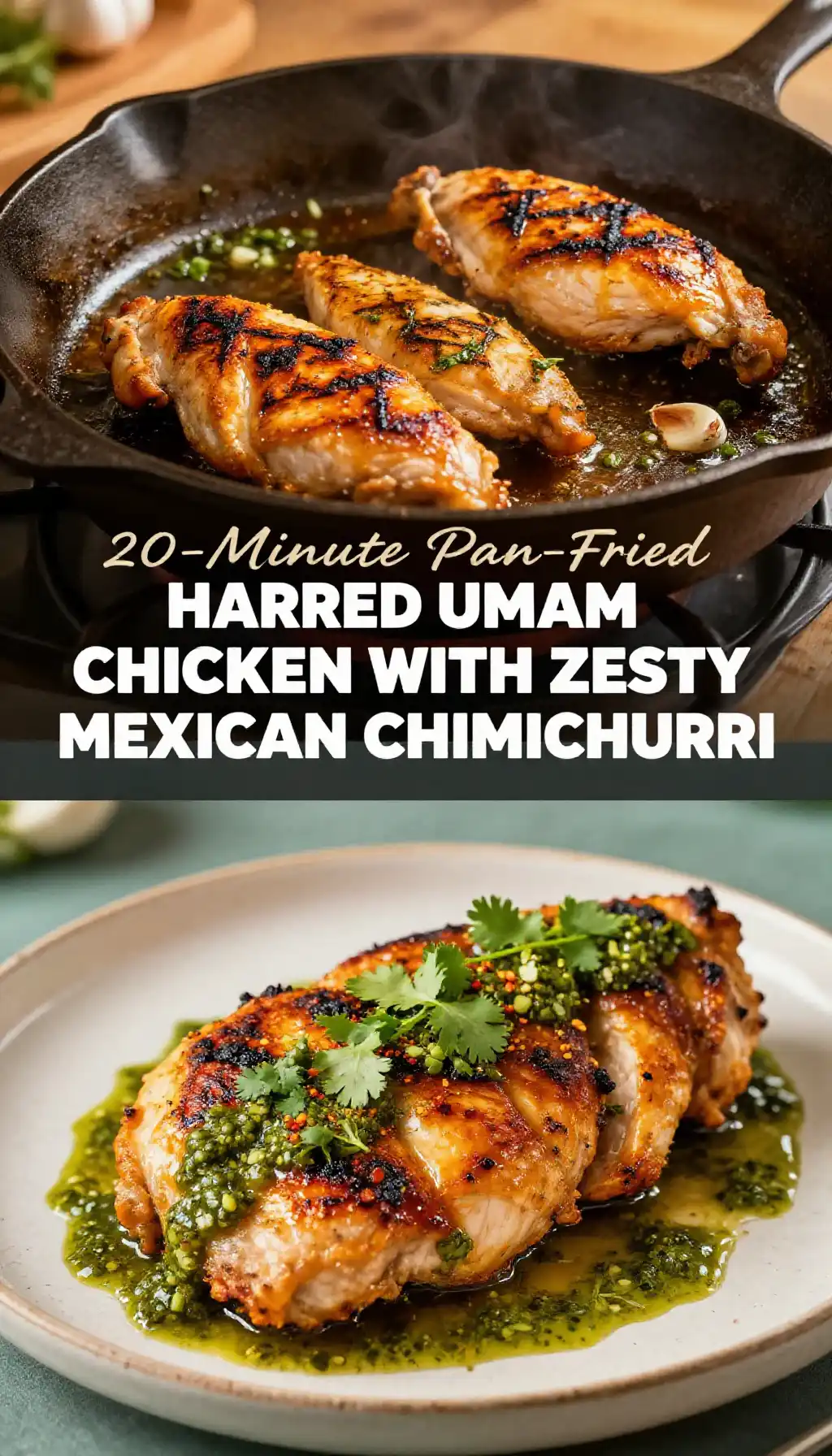 20-Minute Pan-Fried Charred Umami Chicken with Zesty Mexican Chimichurri
