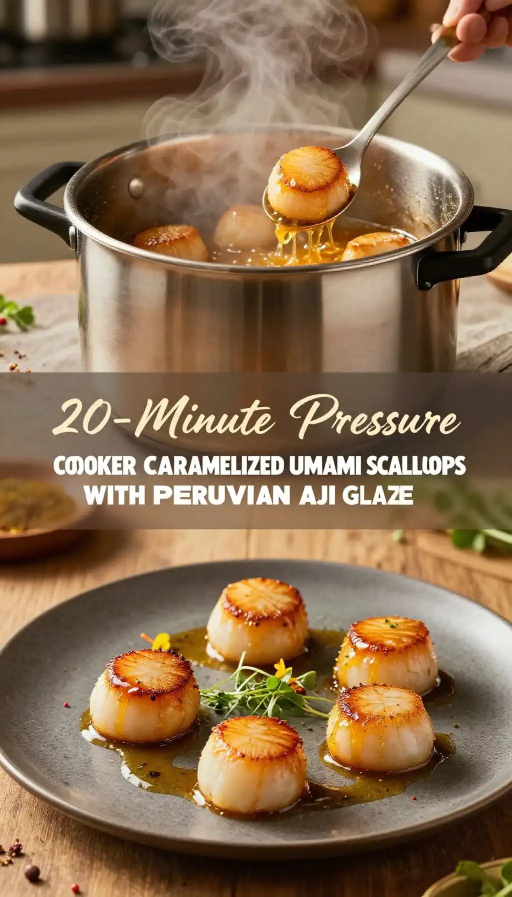20-Minute Pressure Cooker Caramelized Umami Scallops with Peruvian Aji Glaze