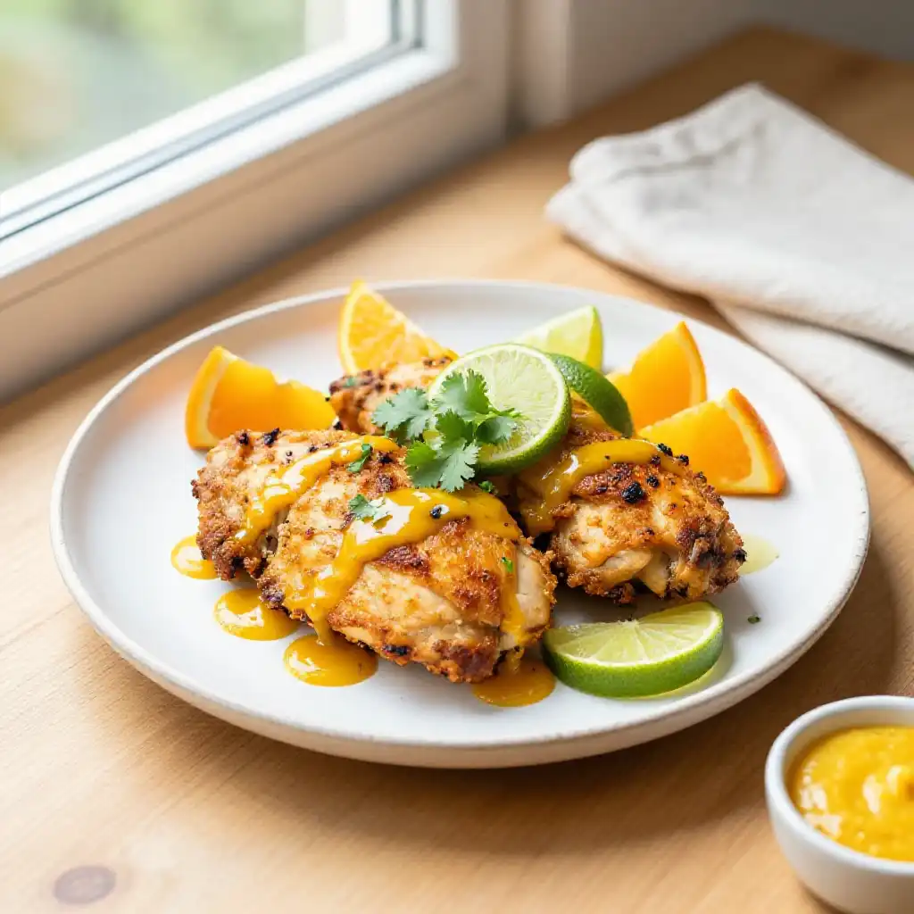20-Minute Roasted Flaky Zesty Spanish Chicken with Citrus Mojo plated dish