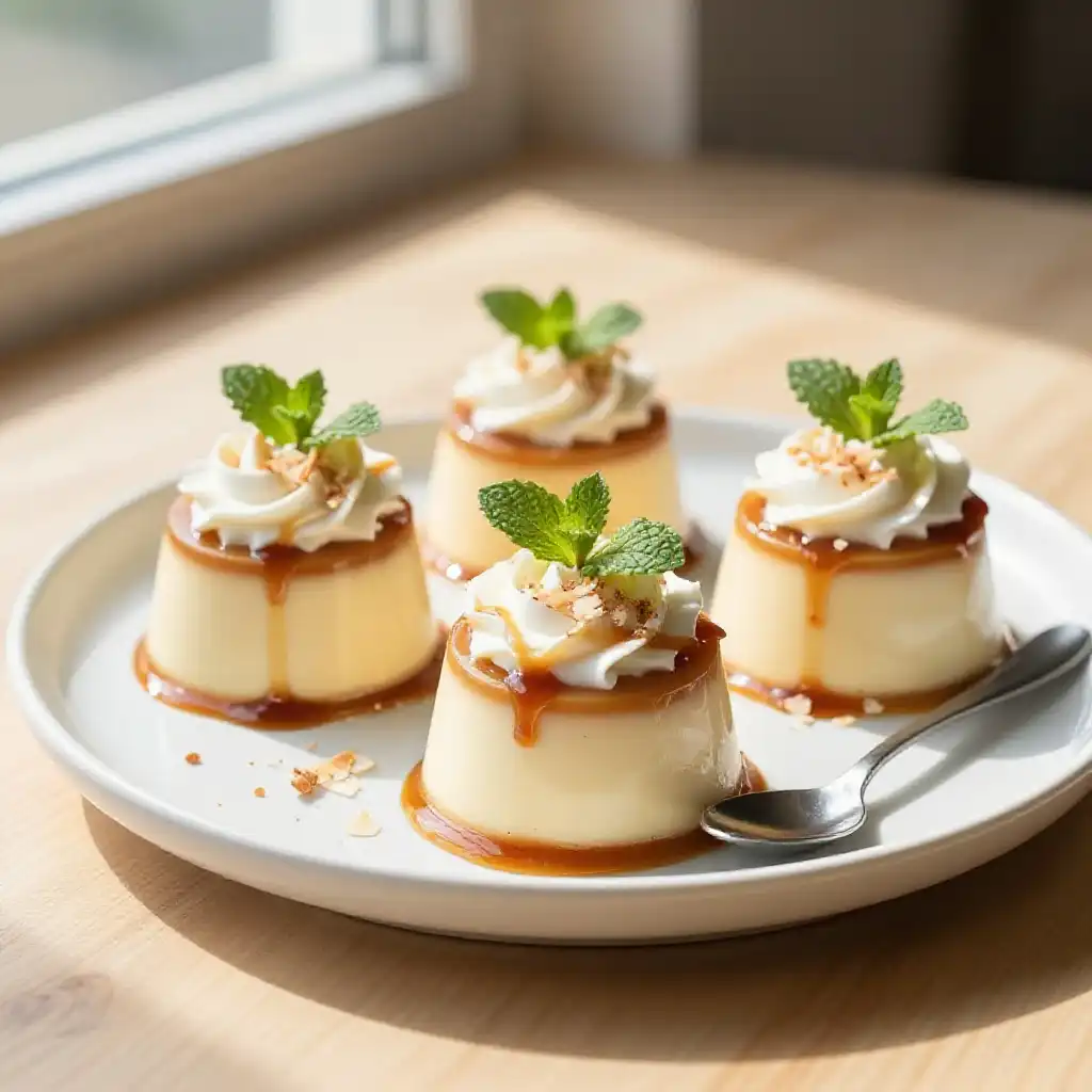 20-Minute Smoked Miso Caramel Low-Carb Coconut Custard Cups plated dish