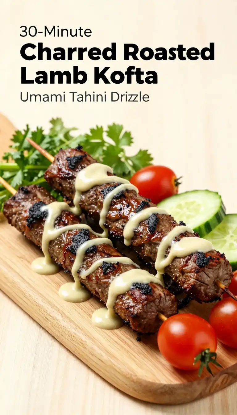 30-Minute Charred Roasted Lamb Kofta with Umami Tahini Drizzle (Whole30)