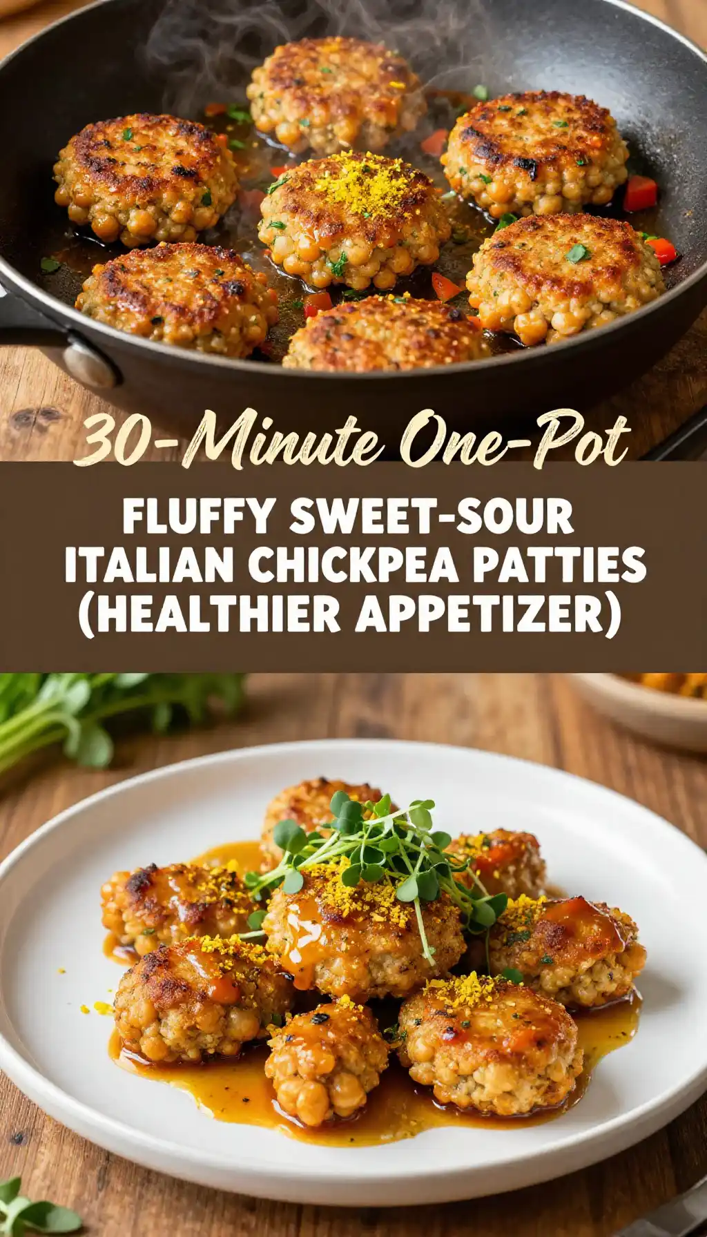 30-Minute One-Pot Fluffy Sweet-Sour Italian Chickpea Patties pinterest pin