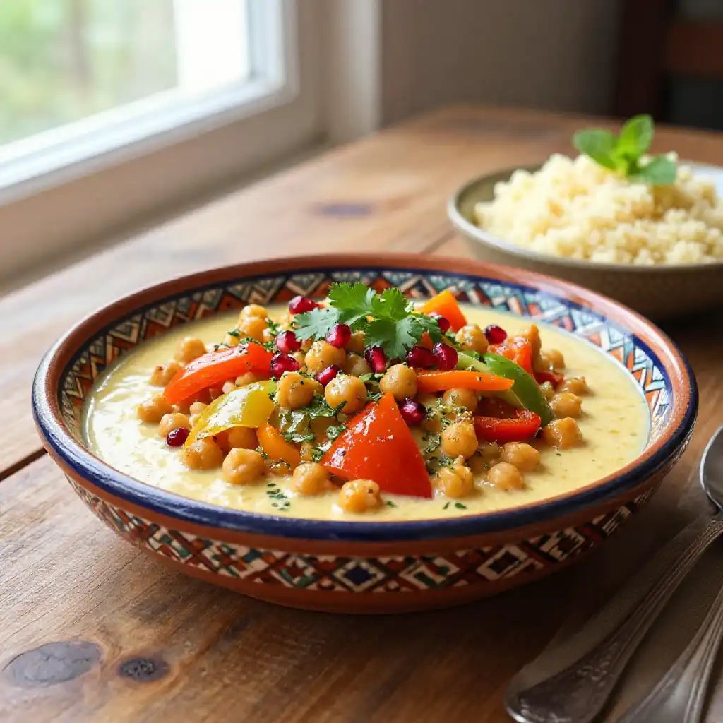30-Minute Pan-Fried Creamy Moroccan Sweet & Sour Chickpea Tagine plated dish