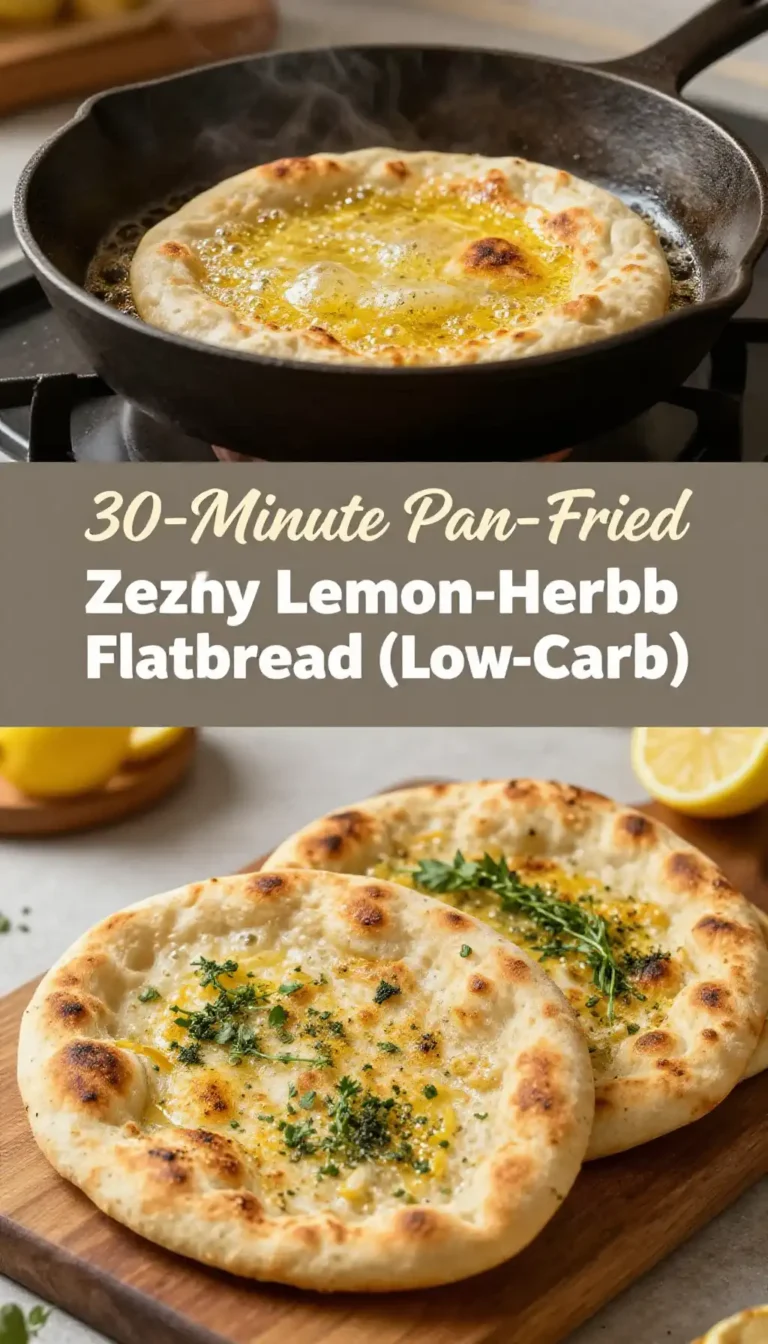 30-Minute Pan-Fried Zesty Lemon-Herb Turkish Flatbread (Low-Carb)
