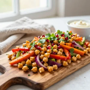 Step by step 30-Minute Sheet Pan Crunchy Moroccan Chickpea Salad with Caramelized Harissa Vegetables