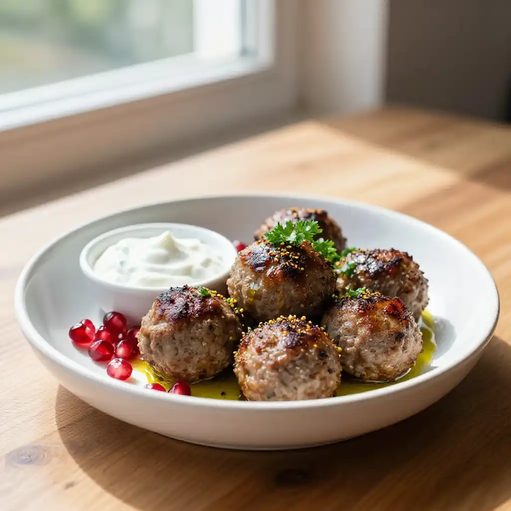 45-Minute Pan-Fried Juicy Turkish Spiced Meatballs (Grandma's Gluten-Free Secret) plated dish