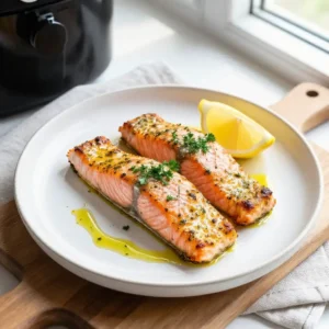 Step by step Air Fryer Buttery Herb-Infused Greek Salmon Steaks (Restaurant-Style)