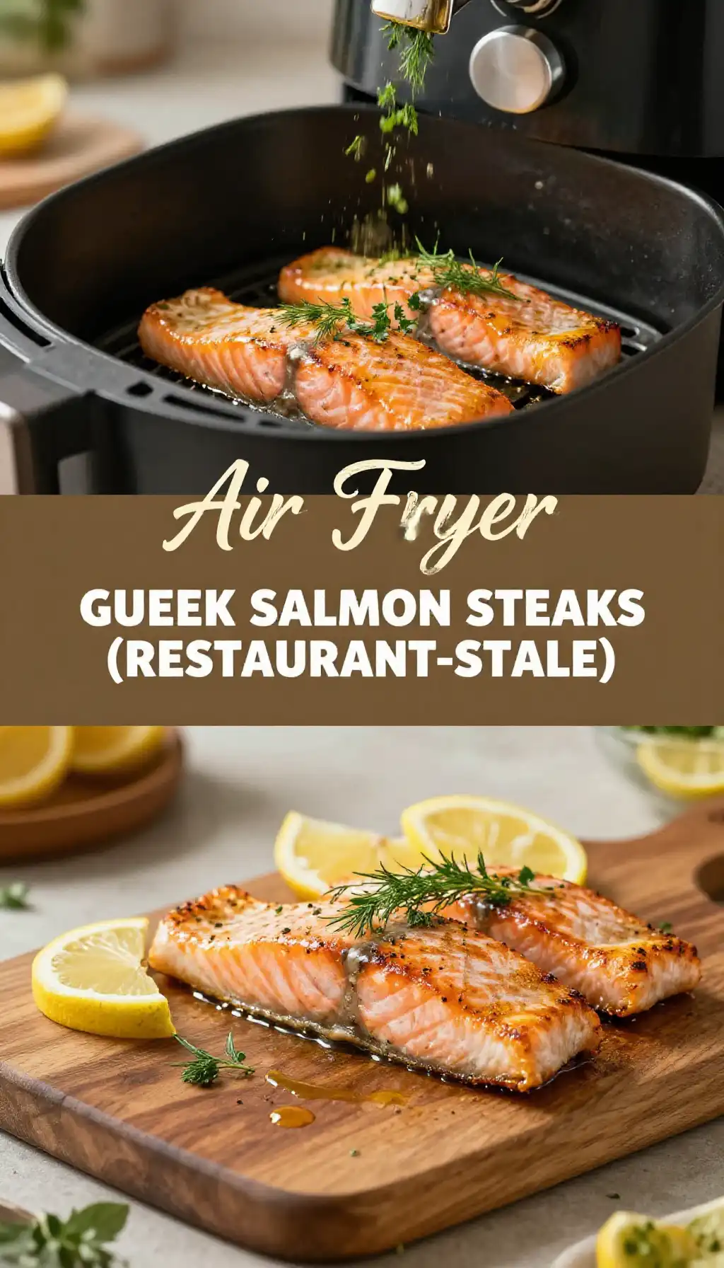 Air Fryer Buttery Herb-Infused Greek Salmon Steaks (Restaurant-Style)