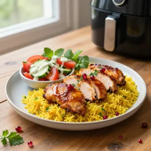 Step by step Air Fryer Flaky Caramelized Lebanese Chicken Shawarma Meal Prep