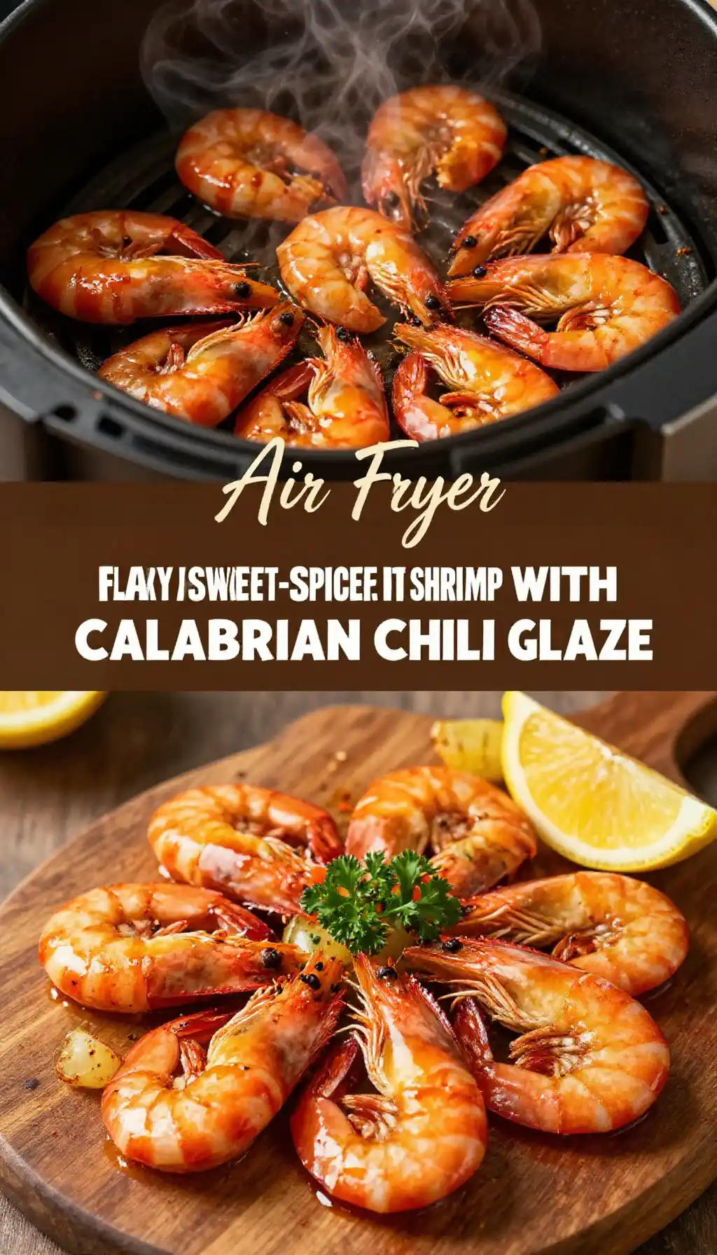 Air Fryer Flaky Sweet-Spicy Italian Shrimp with Calabrian Chili Glaze pinterest pin