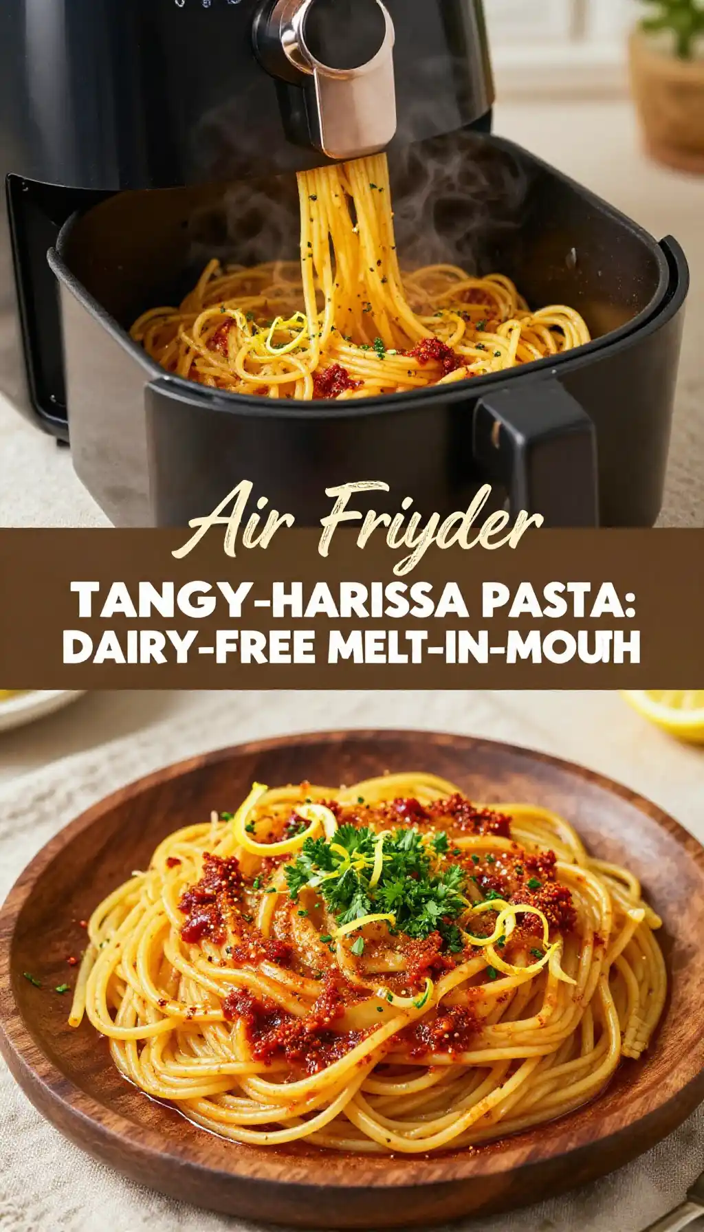 Air Fryer Tangy Moroccan Lemon-Harissa Pasta: Dairy-Free Melt-in-Mouth