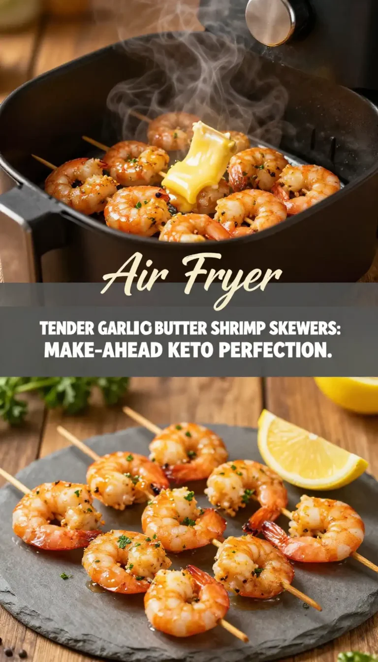 Air Fryer Tender Garlic Butter Shrimp Skewers: Make-Ahead Keto Perfection