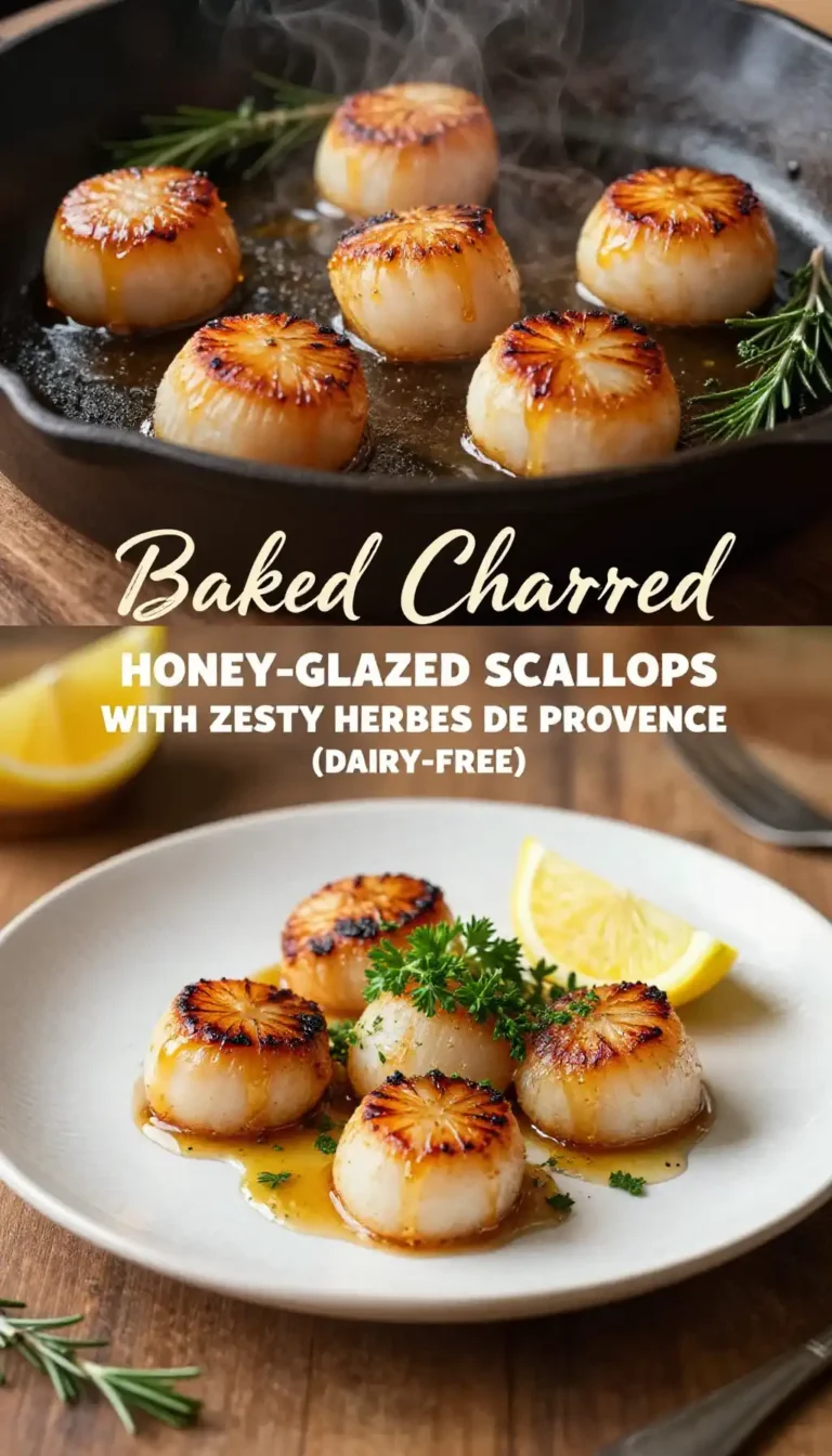 Baked Charred Honey-Glazed Scallops with Zesty Herbes de Provence (Dairy-Free)