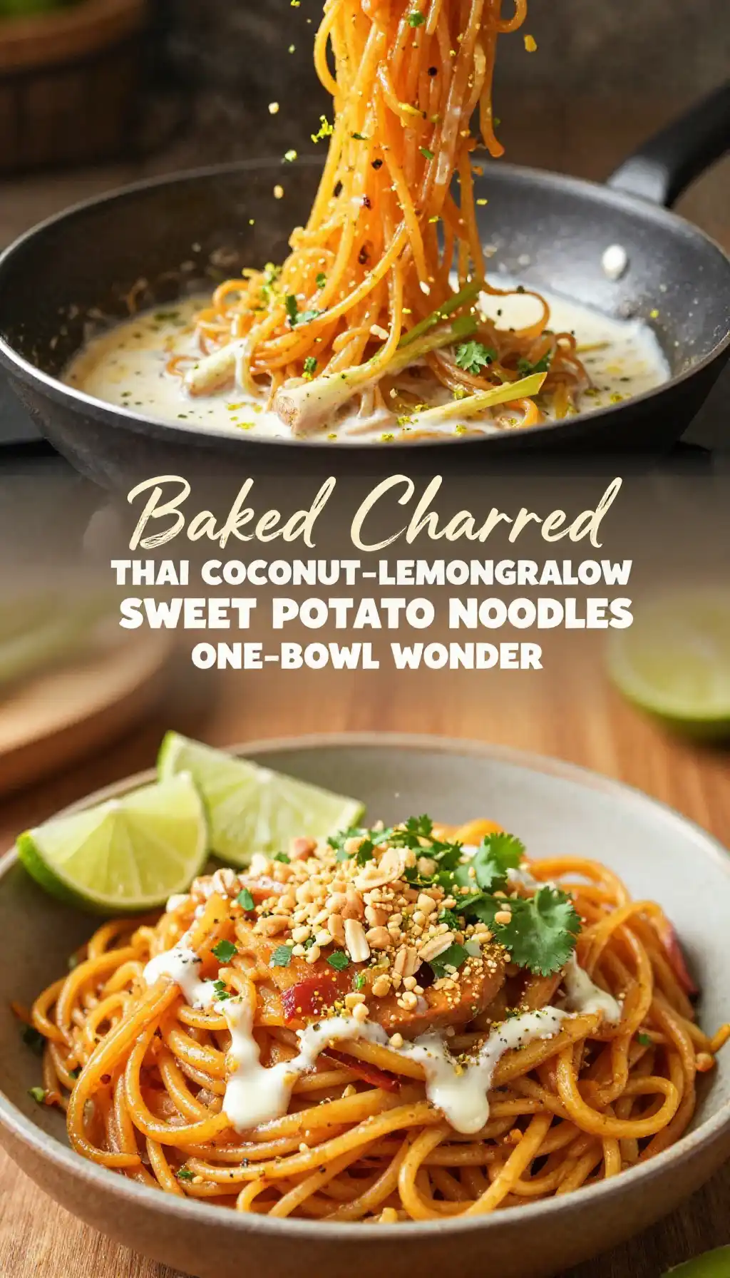 Baked Charred Thai Coconut-Lemongrass Sweet Potato Noodles One-Bowl Wonder pinterest pin