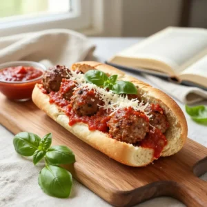 Step by step Baked Chewy Italian Lentil Meatball Subs with Zesty Marinara (Healthier Meal Prep)