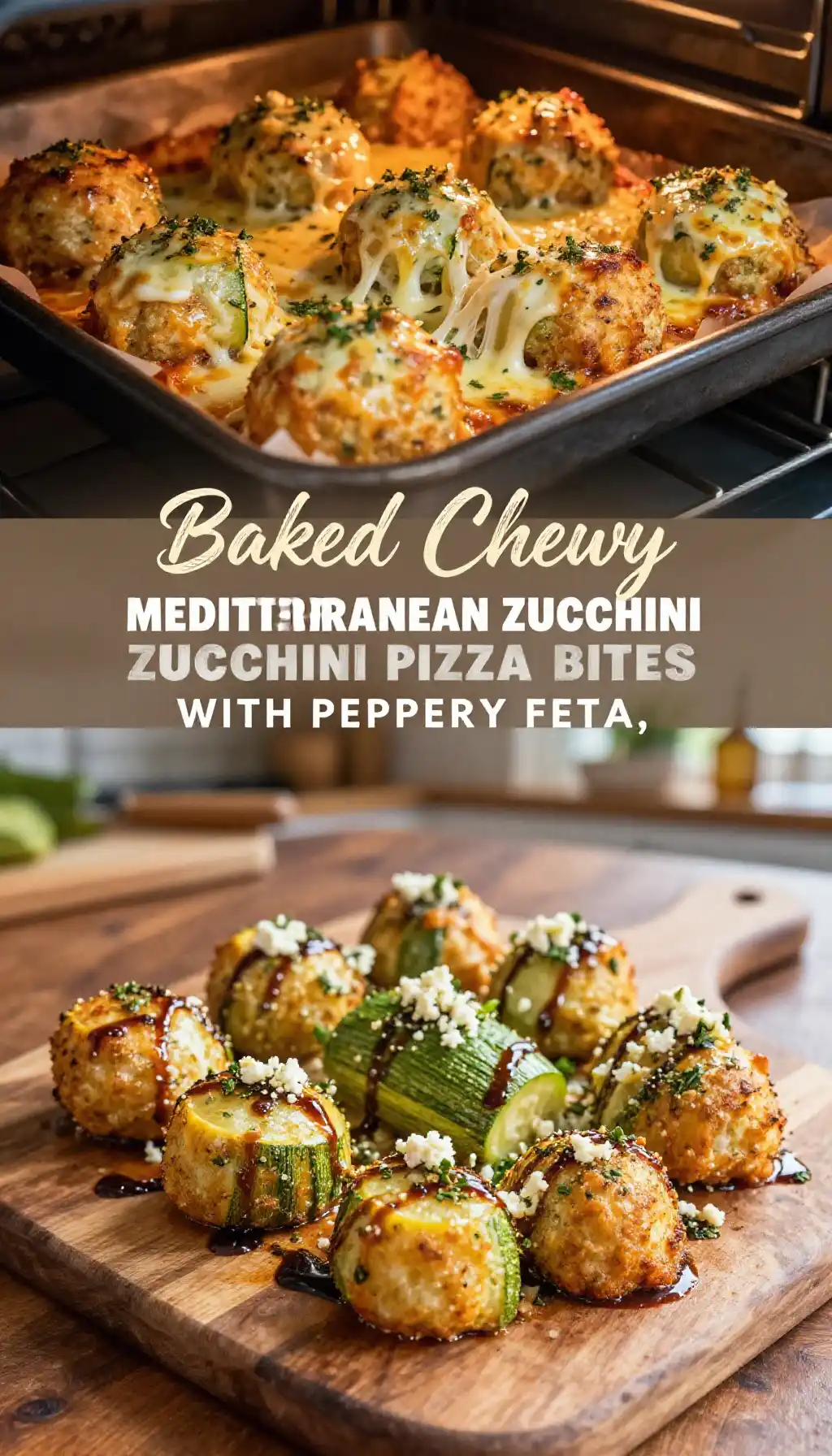 Baked Chewy Mediterranean Zucchini Pizza Bites with Peppery Feta