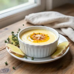 Step by step Baked Creamy Caribbean Coconut Custard with Zesty Ginger-Thyme (Whole30)