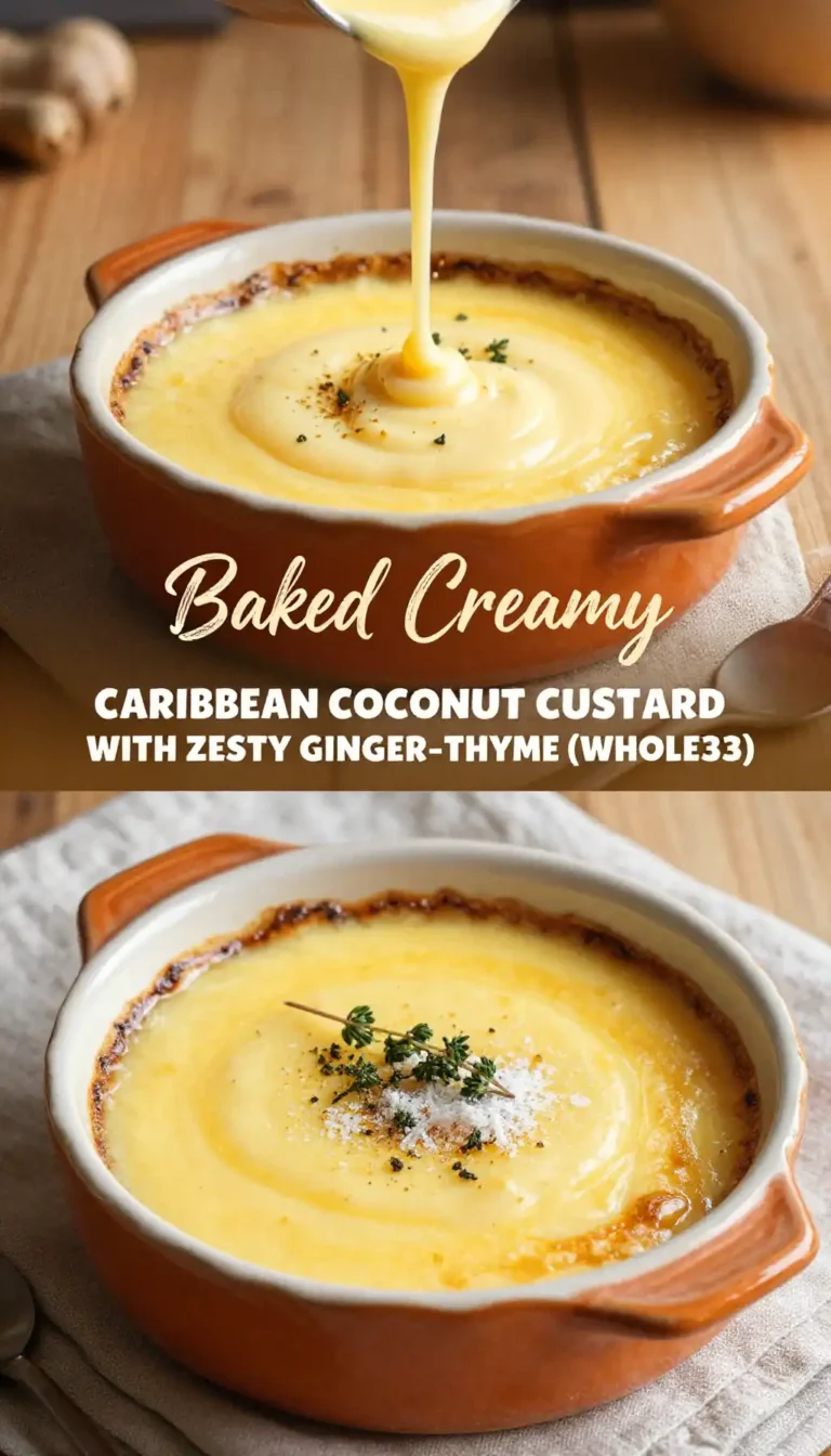Baked Creamy Caribbean Coconut Custard with Zesty Ginger-Thyme (Whole30)