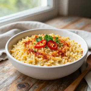Step by step Baked Creamy Peppery Spanish Orzo with Grandma's Secret Paprika Infusion