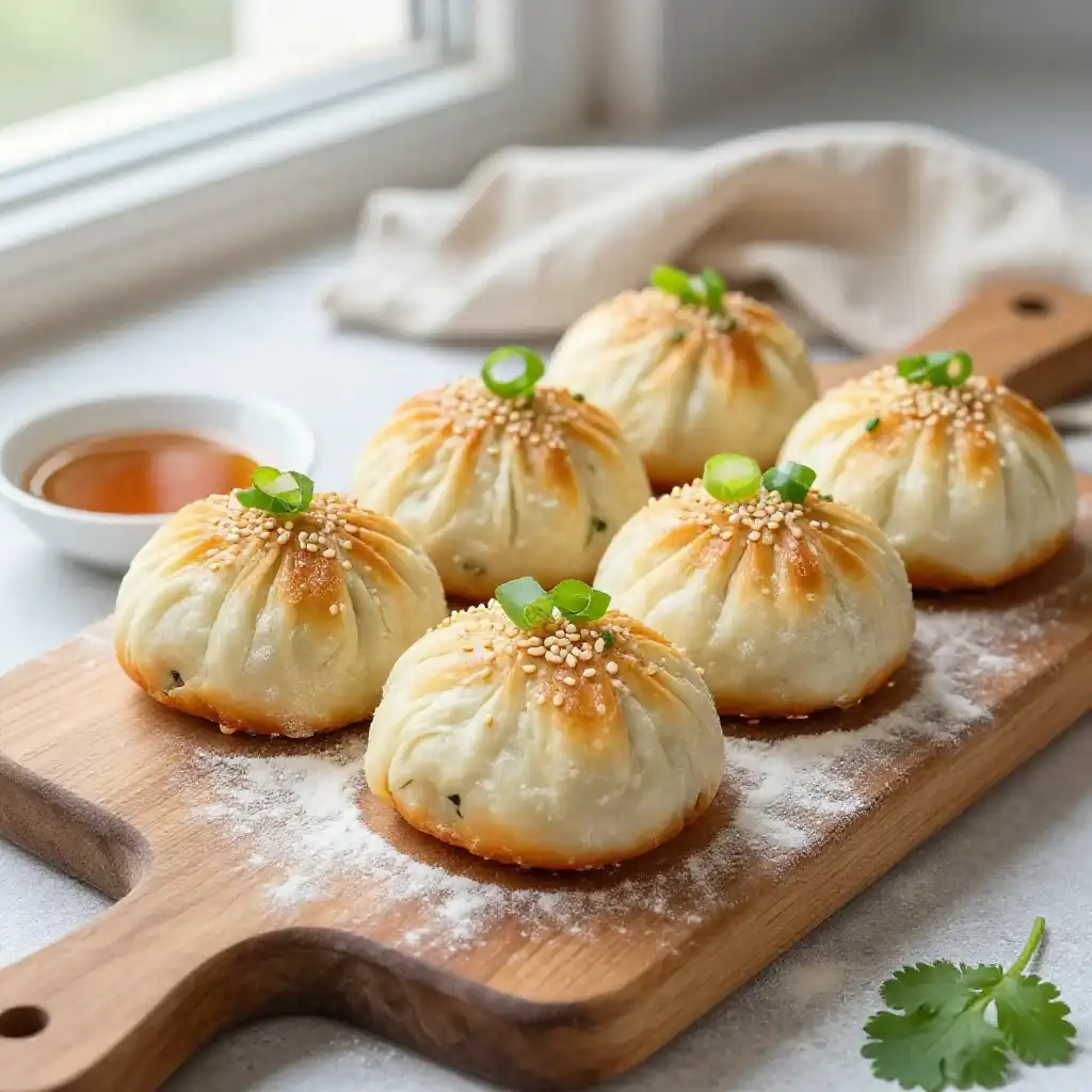Baked Flaky Miso-Sesame Gluten-Free Scallion Buns (Better-Than-Takeout) plated dish