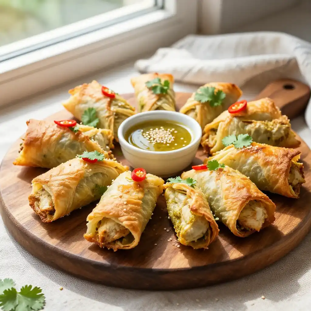 Baked Flaky Whole30 Thai Green Curry Chicken Bread Rolls (Make-Ahead) plated dish