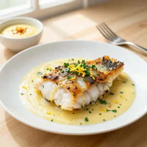 Step by step Baked Juicy Garlic Herb Cod with Saffron-Infused Cream Sauce