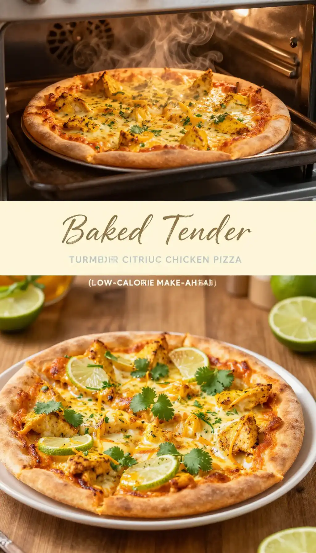 Baked Tender Turmeric Citrus Chicken Pizza (Low-Calorie Make-Ahead)