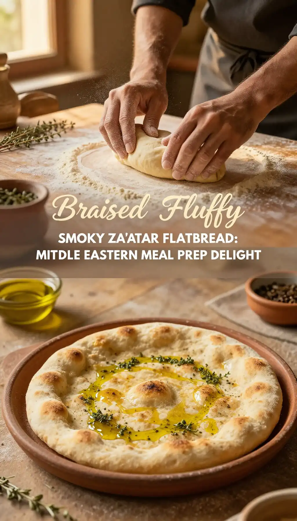 Braided Fluffy Smoky Za'atar Flatbread: Middle Eastern Meal Prep Delight pinterest pin
