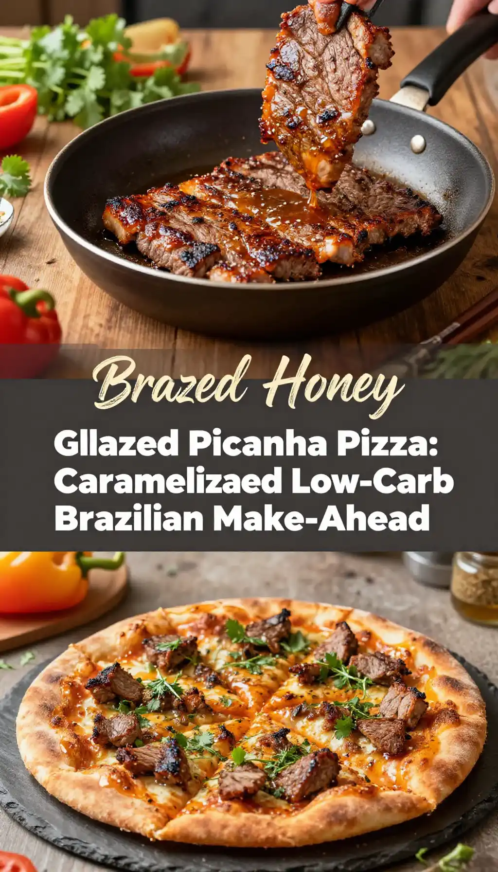 Braised Honey Glazed Picanha Pizza: Caramelized Low-Carb Brazilian Make-Ahead pinterest pin