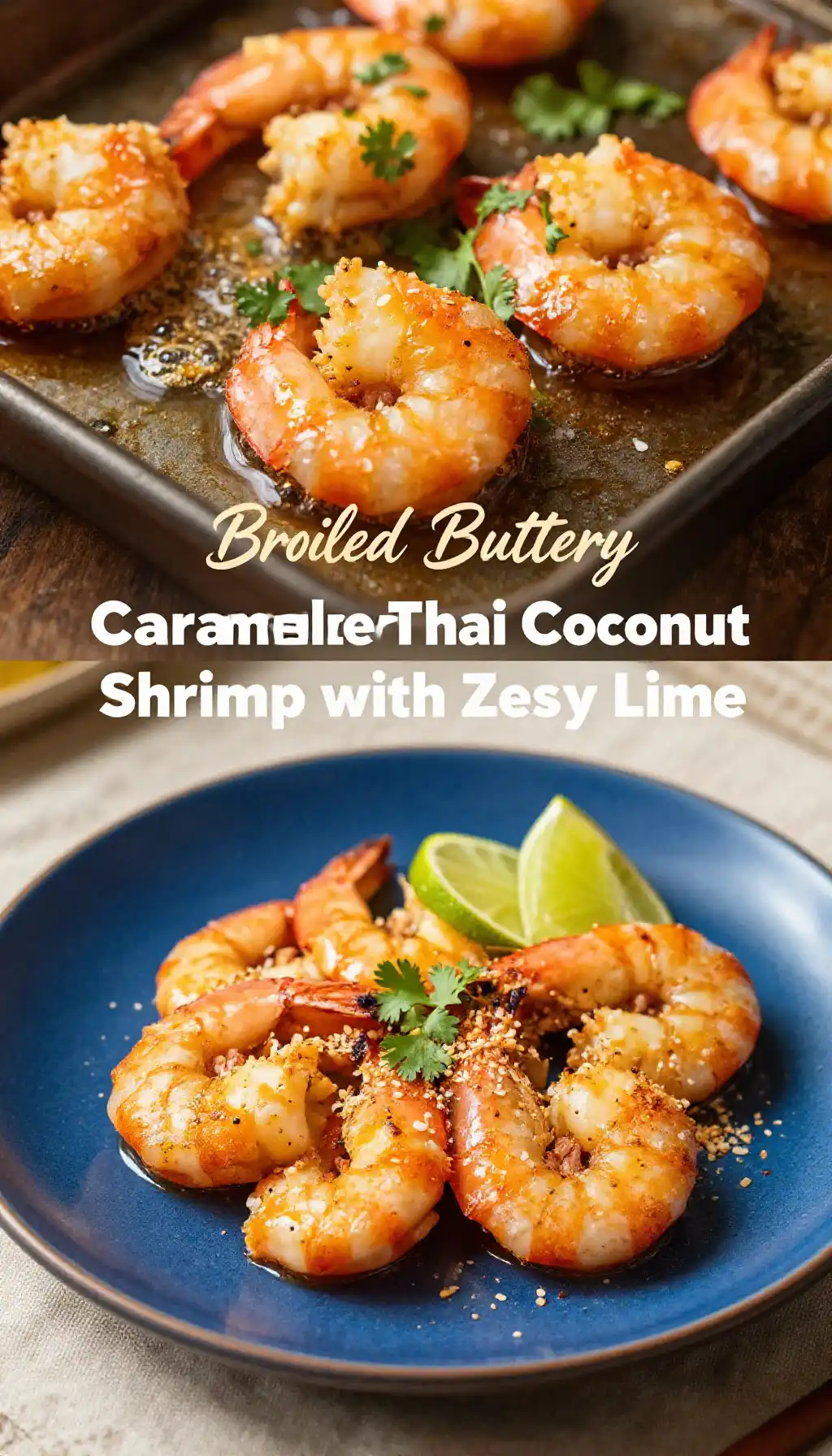 Broiled Buttery Caramelized Thai Coconut Shrimp with Zesty Lime pinterest pin