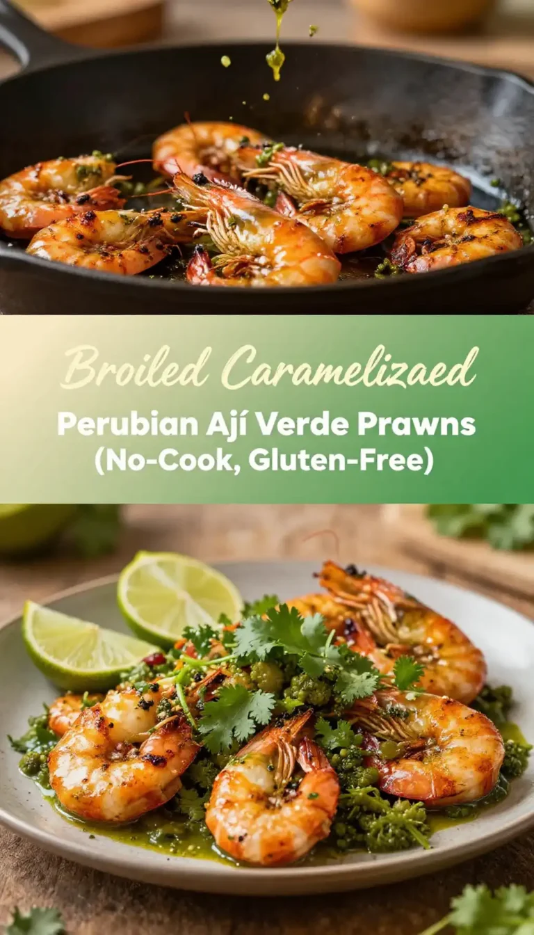 Broiled Caramelized Peruvian Ají Verde Prawns (No-Cook, Gluten-Free)