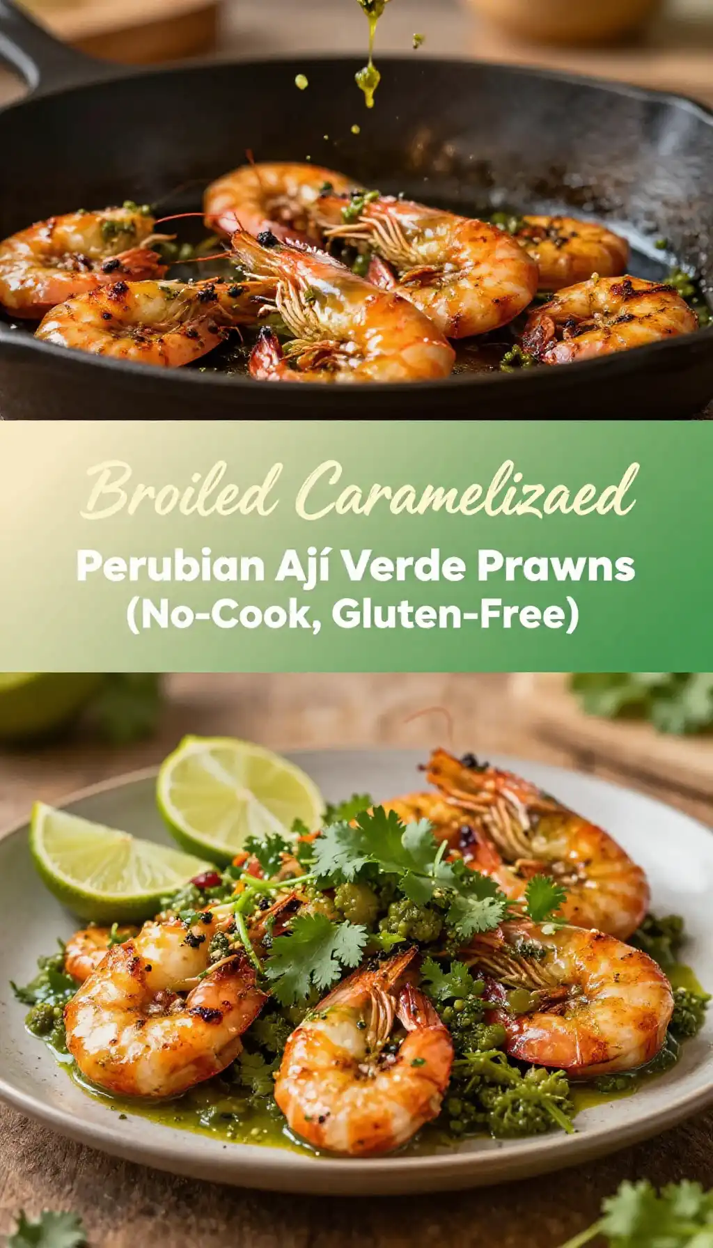 Broiled Caramelized Peruvian Ají Verde Prawns (No-Cook, Gluten-Free)