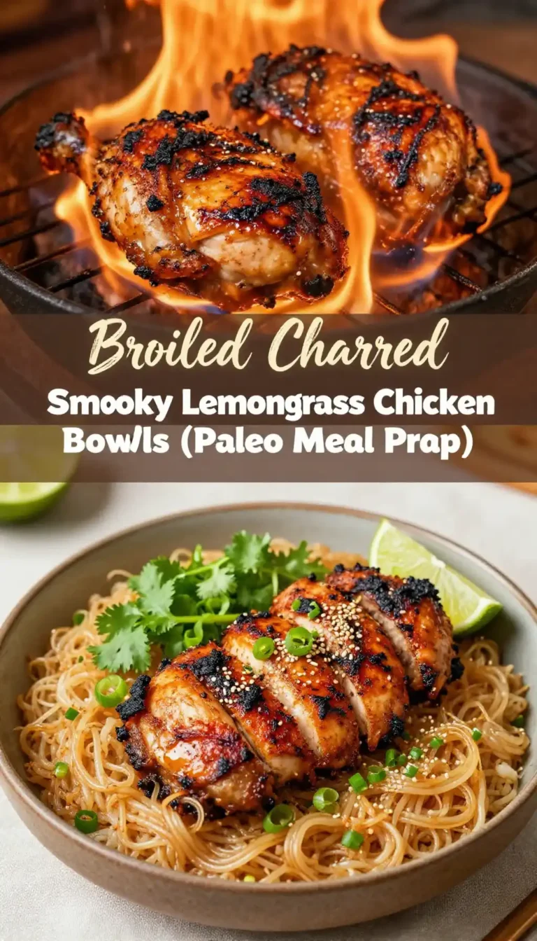 Broiled Charred Smoky Lemongrass Chicken Noodle Bowls (Paleo Meal Prep)
