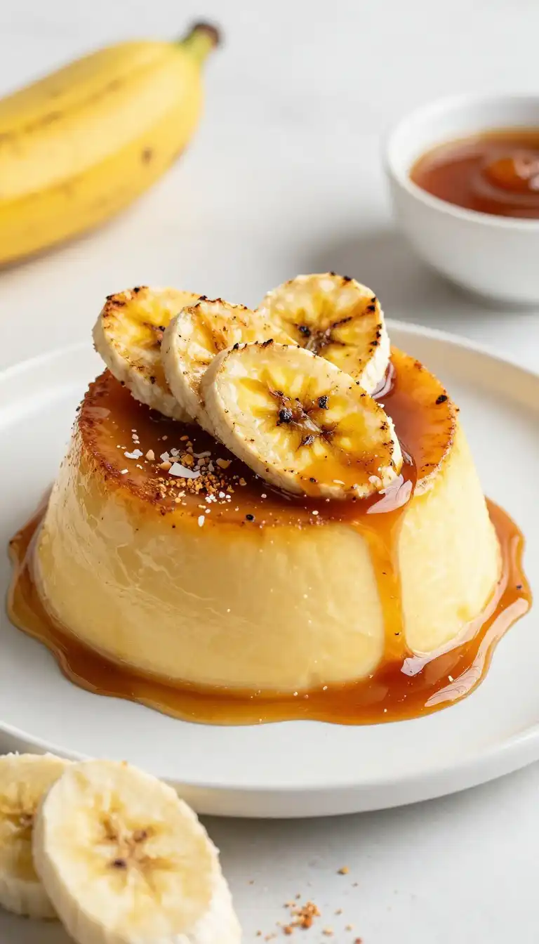 Broiled Charred Vietnamese Banana Coconut Custard with Spiced Caramel