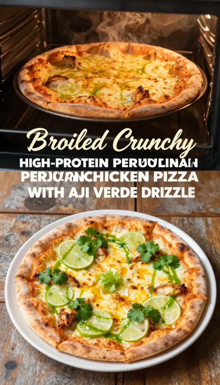 Broiled Crunchy High-Protein Peruvian Chicken Pizza with Aji Verde Drizzle