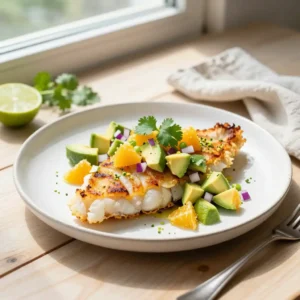 Step by step Broiled Flaky Brazilian Tangy Cod with Citrus-Avocado Salsa (Paleo Family)