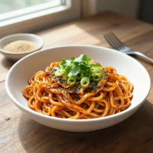 Step by step Broiled Flaky Herbed Gochujang Noodles: Grandma's Secret Egg-Free Delight