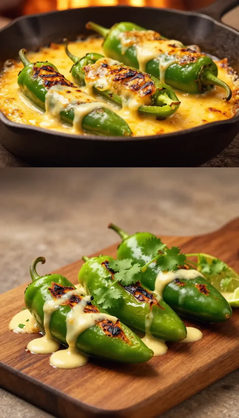 Broiled Melt-in-Mouth Chipotle-Lime Oaxaca Cheese Stuffed Poblano Peppers