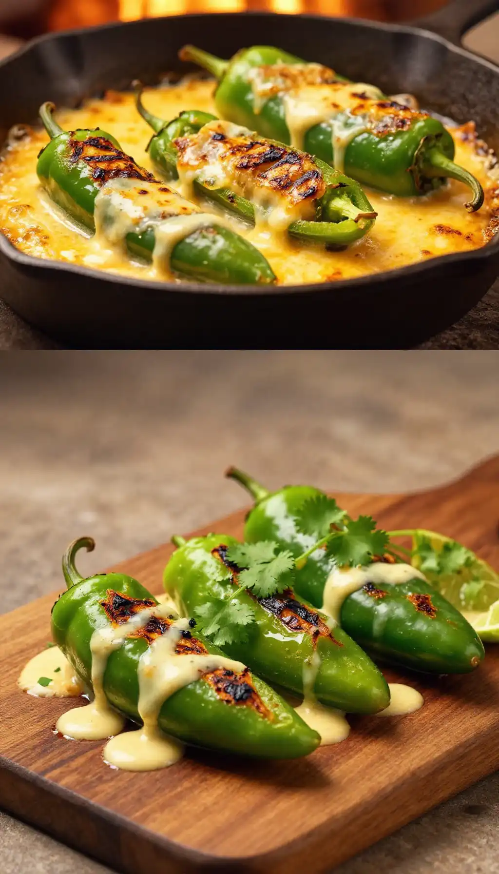 Broiled Melt-in-Mouth Chipotle-Lime Oaxaca Cheese Stuffed Poblano Peppers pinterest pin