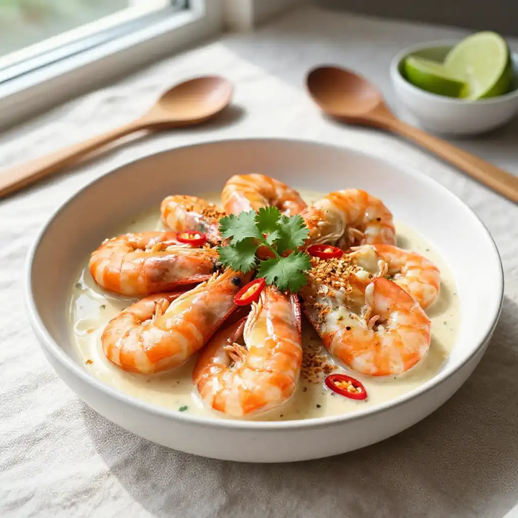 Buttery Slow Cooker Brazilian Coconut Shrimp (Better-Than-Takeout Low-Carb) plated dish