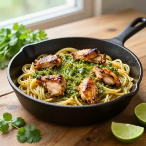 Step by step Caramelized Cast Iron Aji Verde Chicken Pasta Skillet (One-Bowl Wonder)
