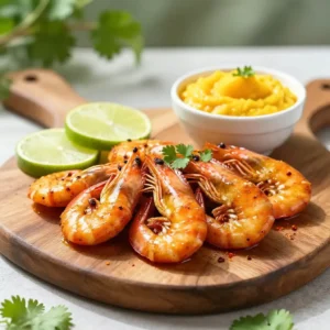 Step by step Caramelized Sheet Pan Indian Spiced Shrimp with Zesty Mango Chutney