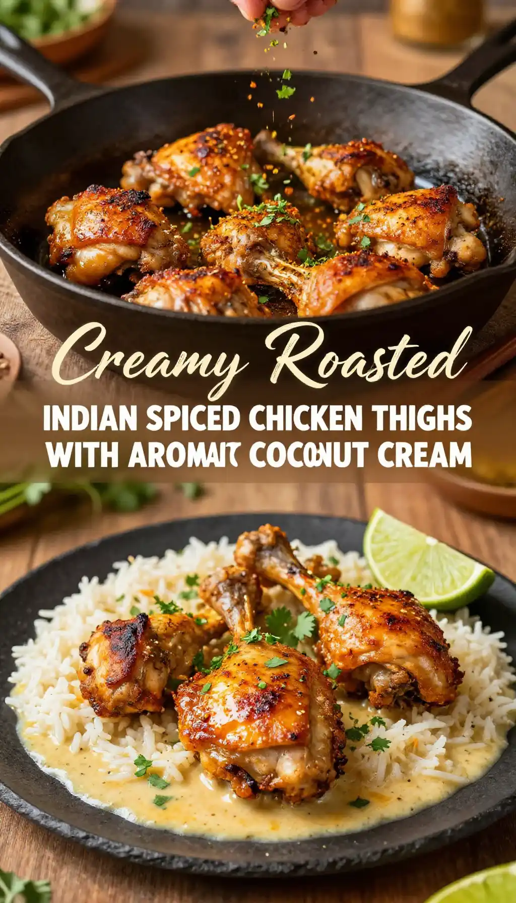 Creamy Roasted Indian Spiced Chicken Thighs with Aromatic Coconut Cream