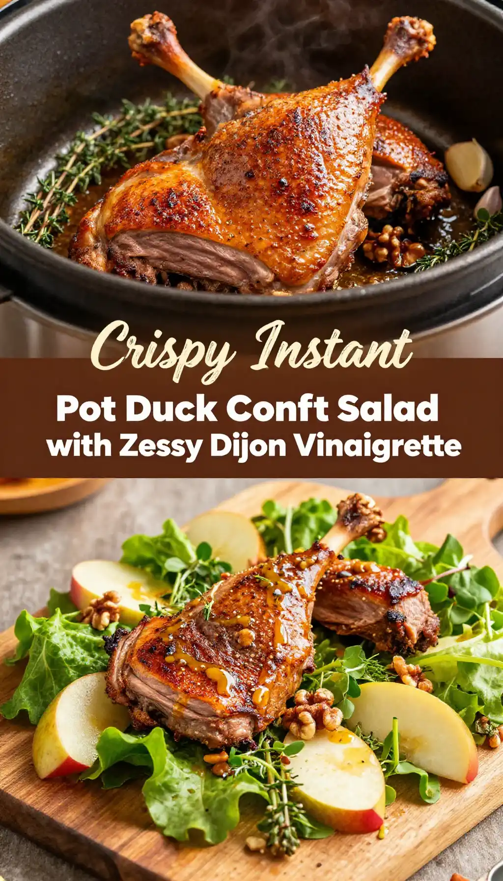 Crispy Instant Pot Duck Confit Salad with Zesty Dijon Vinaigrette
