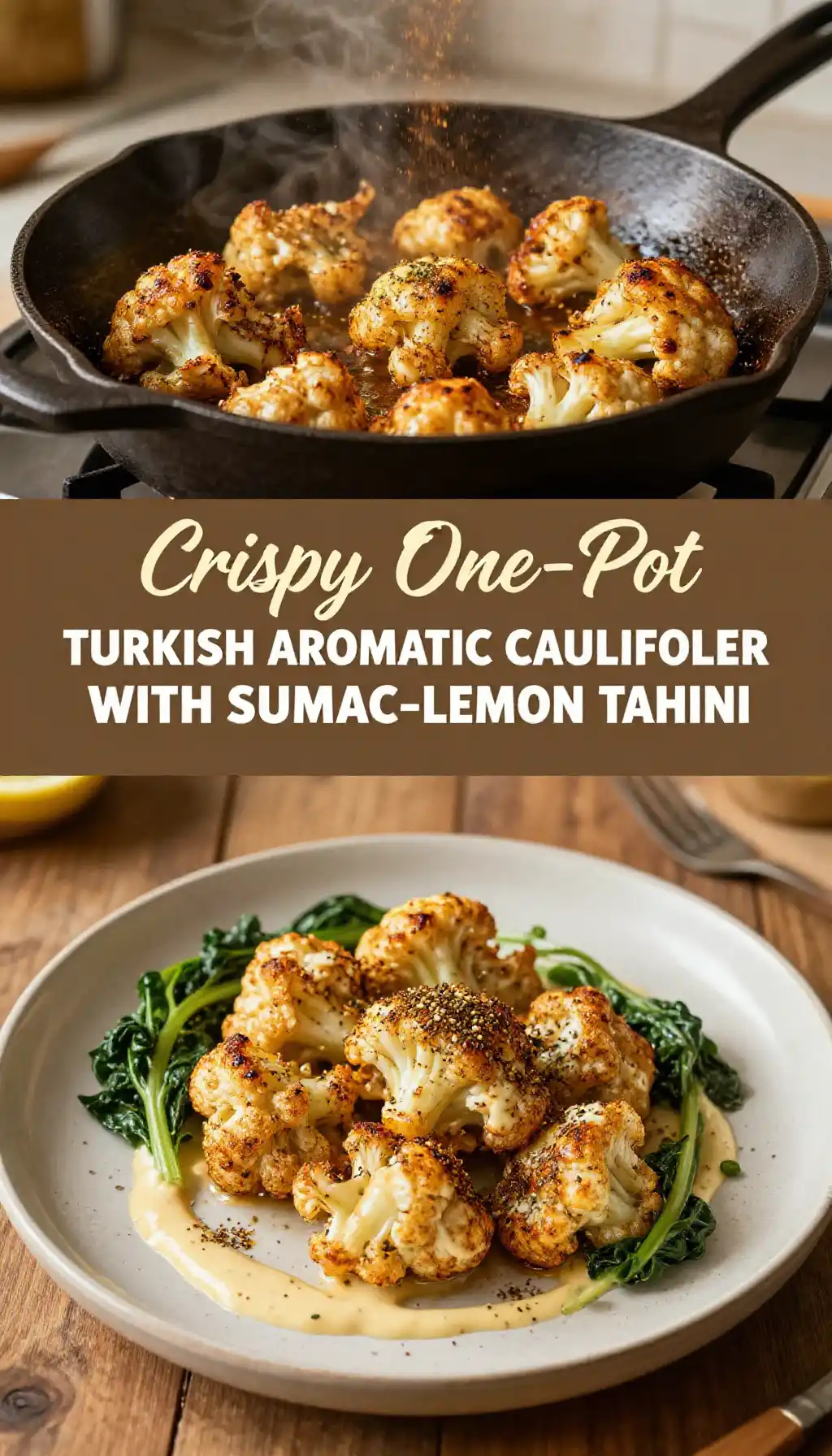 Crispy One-Pot Turkish Aromatic Cauliflower with Sumac-Lemon Tahini