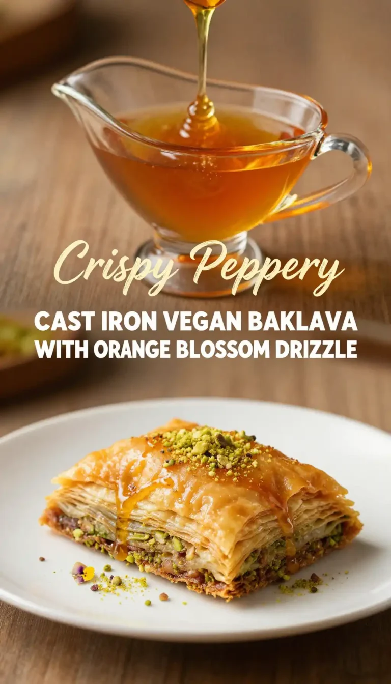Crispy Peppery Cast Iron Vegan Baklava with Orange Blossom Drizzle