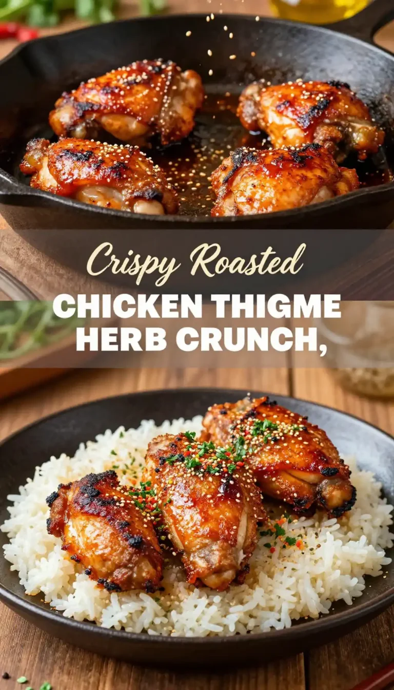 Crispy Roasted Gochujang Chicken Thighs with Sesame Herb Crunch